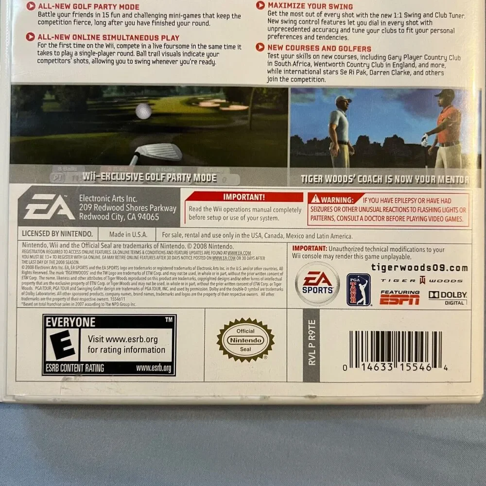 Wii Tiger Woods PGA Tour 09 All Play Golf Video Game